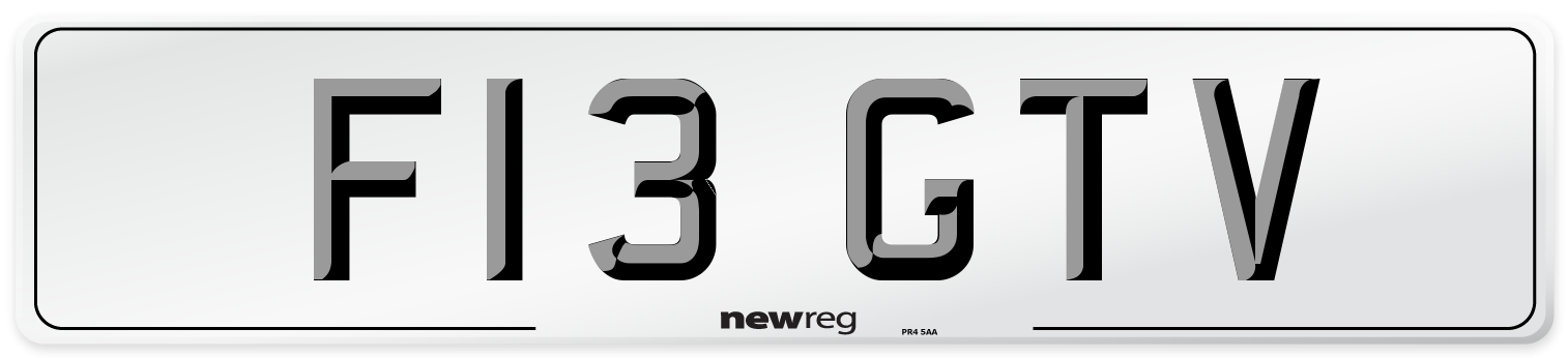F13 GTV Number Plate from New Reg